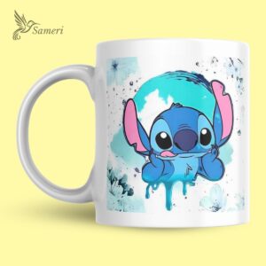 Taza Stitch Fondo Acuarela